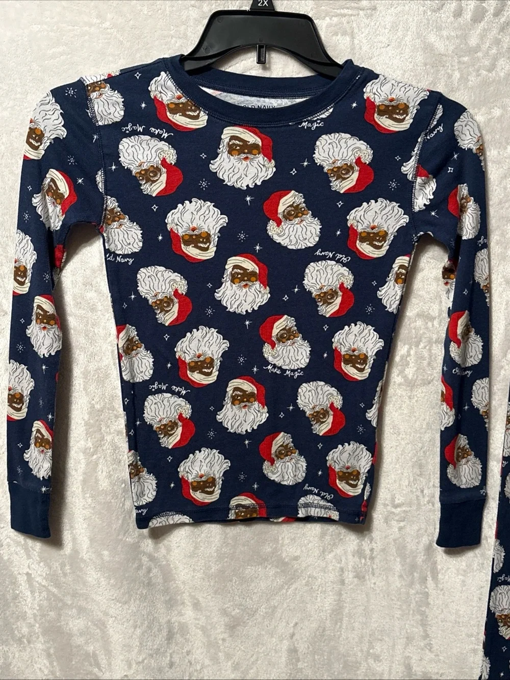 Old Navy Navy Santa Face Kids Pajama Set